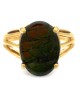 Oval Ammolite Ring in Yellow Gold